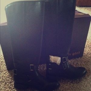 New Madden Girl Black Tall Boots 6M